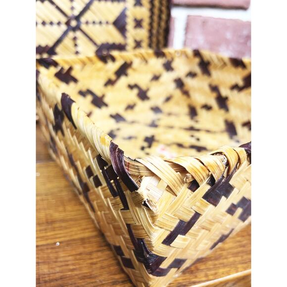 Vintage Star Design Wicker Covered Basket From Peoples Republic of China - Picture 5 of 7